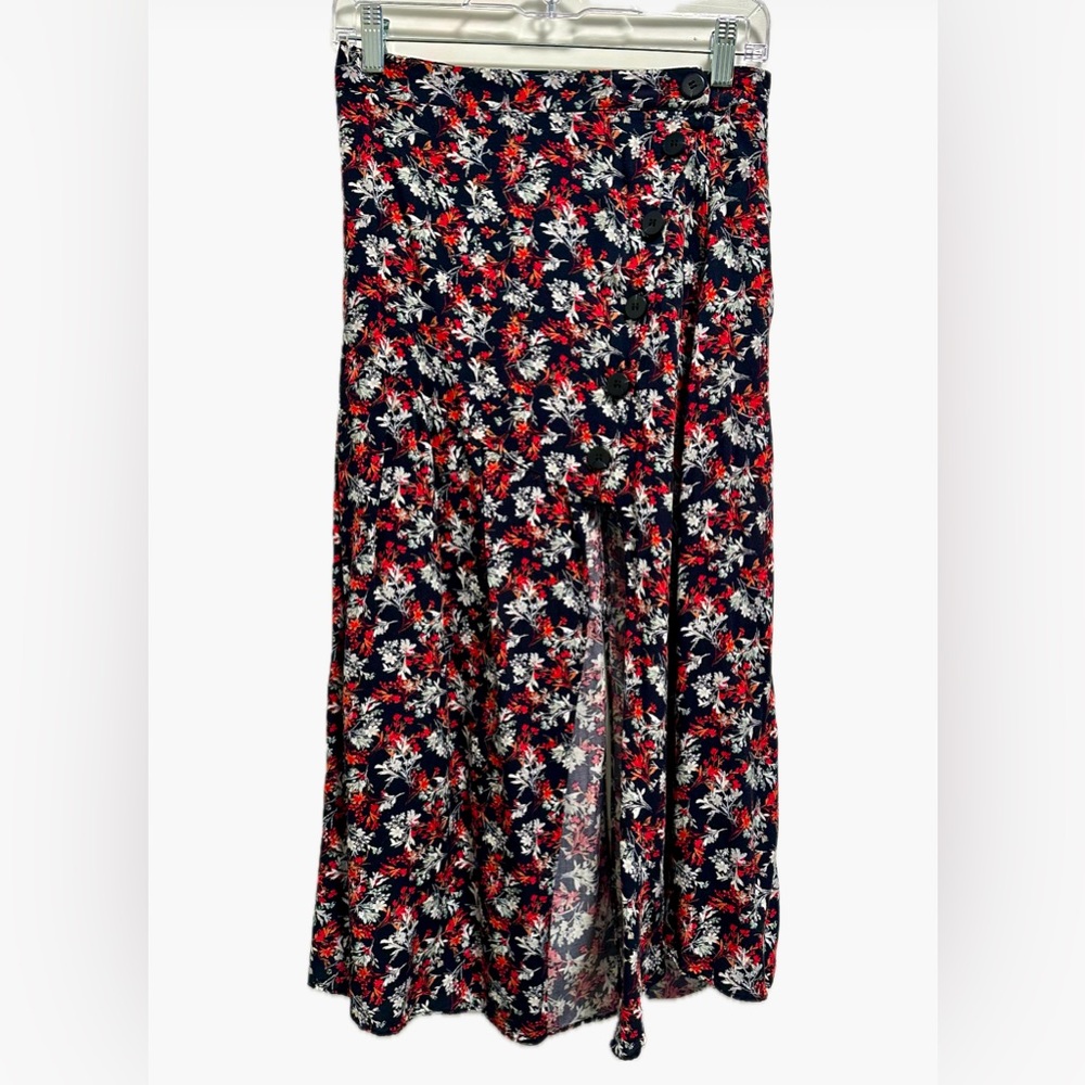 Zara A Line Floral Midi Skirt with side slit